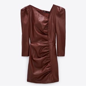 ❤️NWT ZARA Faux Leather Asymmetric Dress Size Xs